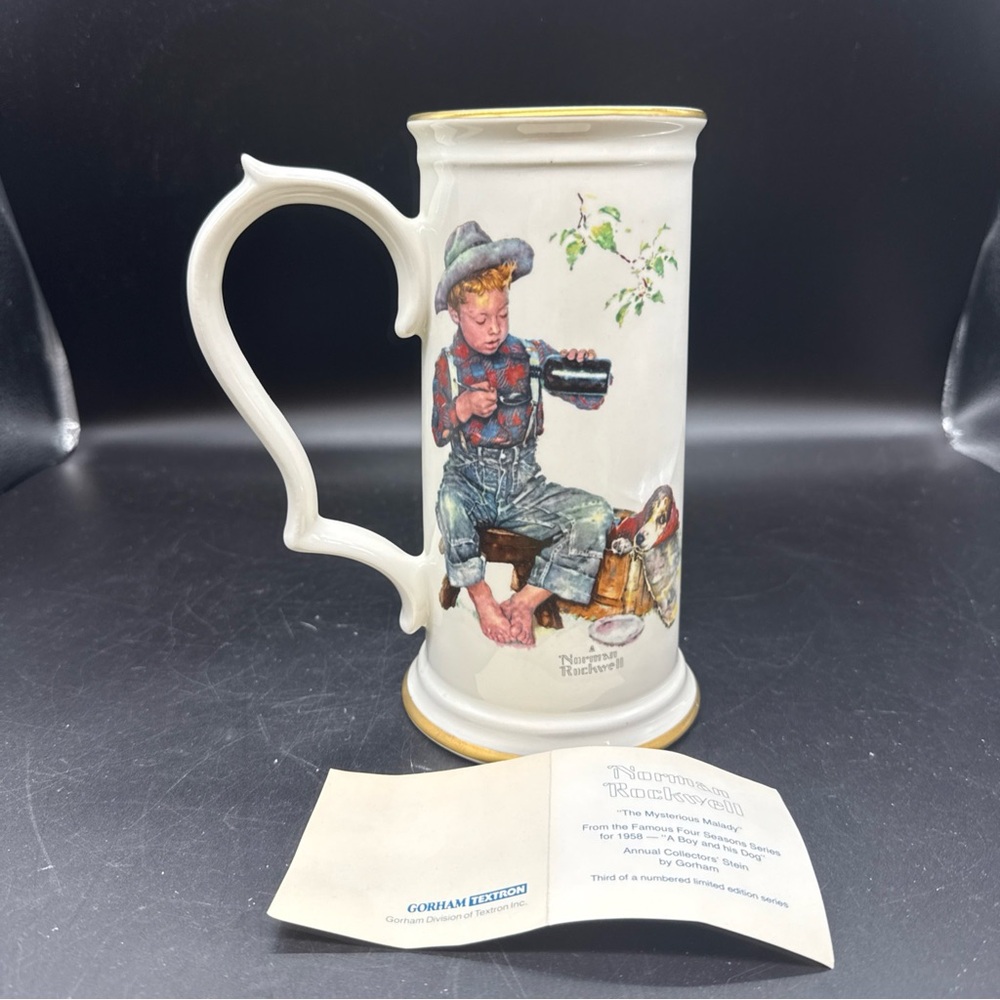 Norman Rockwell Gorham Limited, "The Mysterious Malady" Stein. #6692 of #9800.